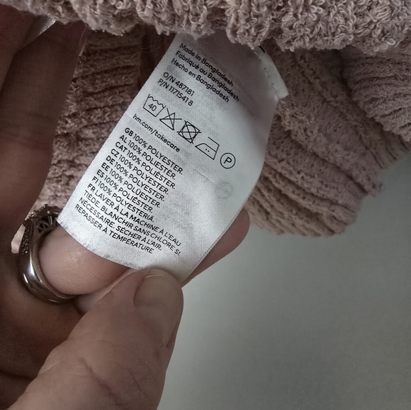 Divided by H M Women Rib Knit Sweater Dusty Pink Cropped Flared Sleeve XL - Picture 3 of 10